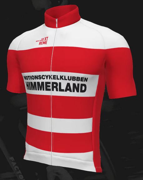 Motionscykelklubben Himmerlands rød/hvide klubtrøje